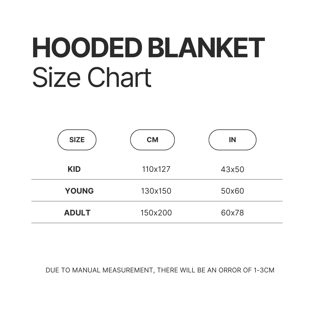 Hooded Blanket Size Chart - Lorna Shore Store