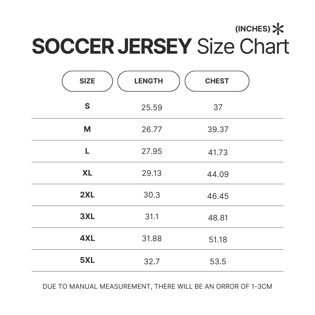 Soccer Jersey Size Chart - Lorna Shore Store