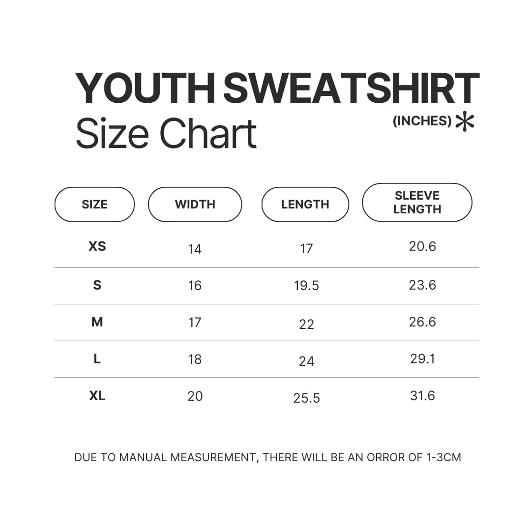 Youth Sweatshirt Size Chart - Lorna Shore Store