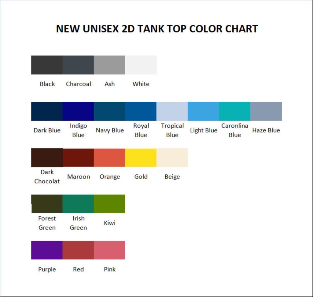 tank top color chart - Lorna Shore Store